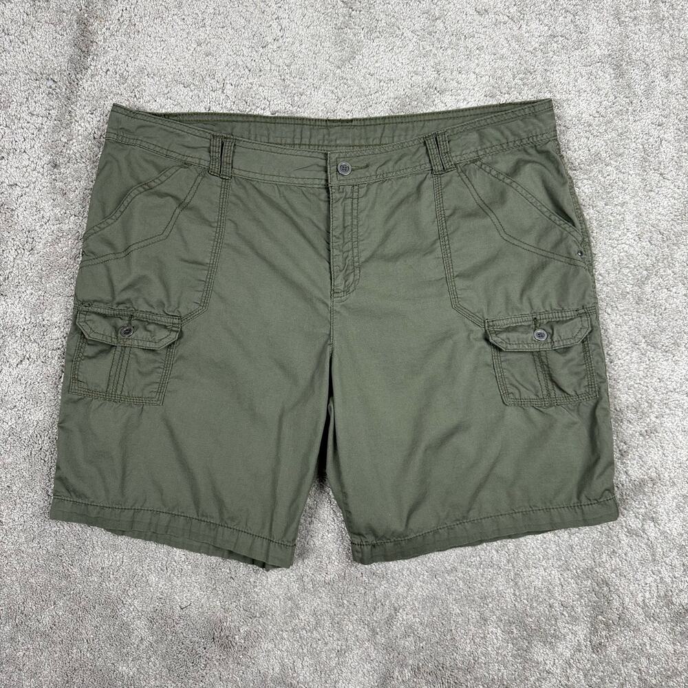 Faded Glory Womens Cargo Shorts Size 18 Army Green 100% Cotton Outdoors Summer